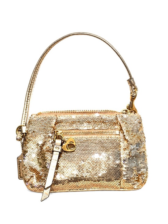 Coach Handbags - COACH Poppy Rare Vintage Gold Sequin Small Wristlet